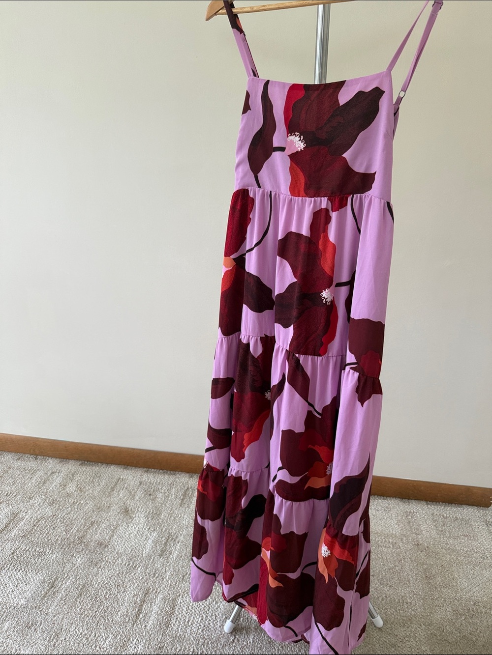 Sanctuary Lilac Floral Tiered Maxi Dress size medium